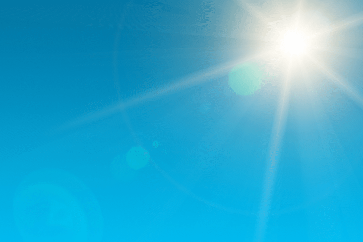 Blazing sun with uv rays.